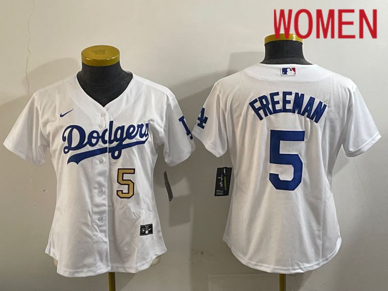 Women Los Angeles Dodgers #5 Freeman White Game 2024 Nike MLB Jersey style 11205
